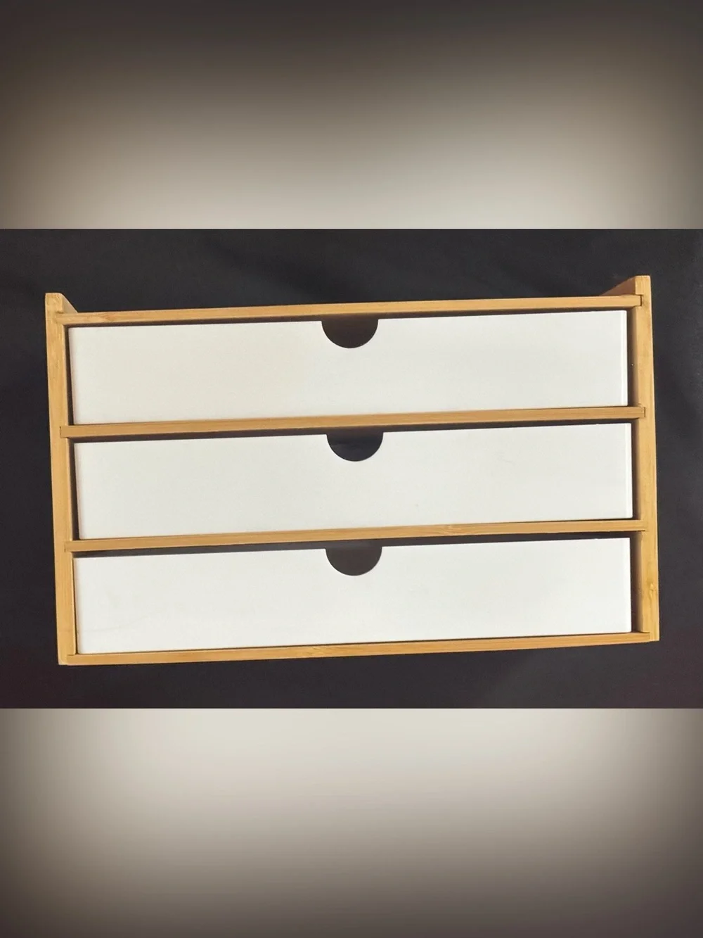 Source Unknown Pink and Natural Wood 3-Drawer Desk Organizer Box